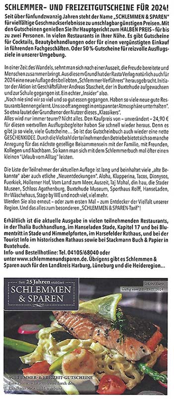 Schlemmer- und Freizeitgutscheine für 2024